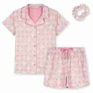 Max & Olivia Shorts and Coat Pajama with Scrunchie, 3 Piece Set